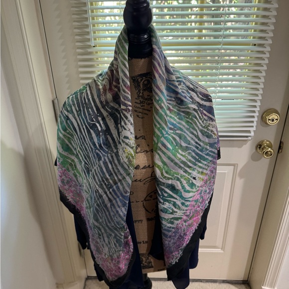 Multicolor Abstract silk Scarf roughly 42”x80” - Picture 1 of 5
